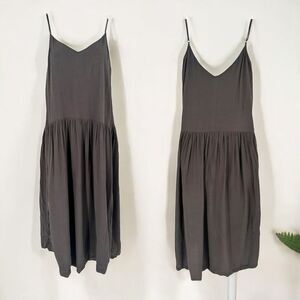 American Vintage Women's Sleeveless V Neck Midi Tank‎ Dress Charcoal Gray Small